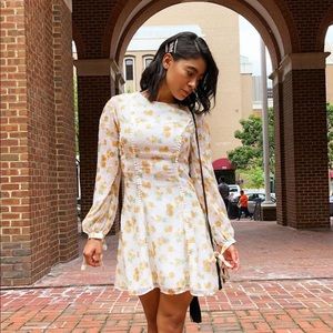 Majorelle ivory and yellow floral dress.